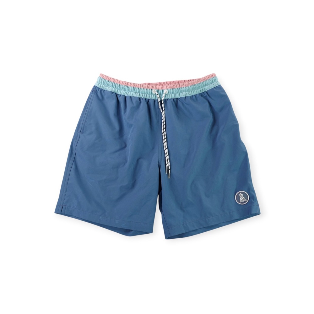 Chubbies Swim Trunks Men Large Blue 7" Inseam Colorblock Waistband Casual Beach